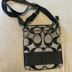 Coach Crossbody Bag in Black and Tan Signature Print